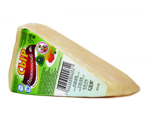 Сыр полутвердый Пошехонский 30% фасованный в в/у ~ 300 гр. ВМК цена за кг - 1117 руб.