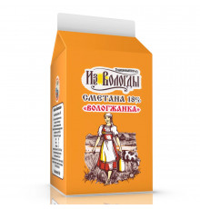 Сметана Вологжанка 18% 480 гр пюр-пак