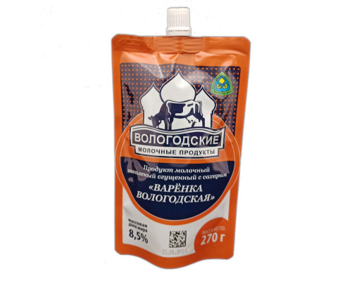 Молоко сгущенное топленое Варёнка Вологодская 8,5% 270 гр дой-пак
